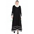 A-line casual abaya- Black with White strips